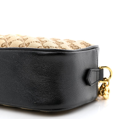 Gucci Monogram Matelasse Diagonal Small GG Marmont Chain Shoulder Bag Beige Black 10 of 10