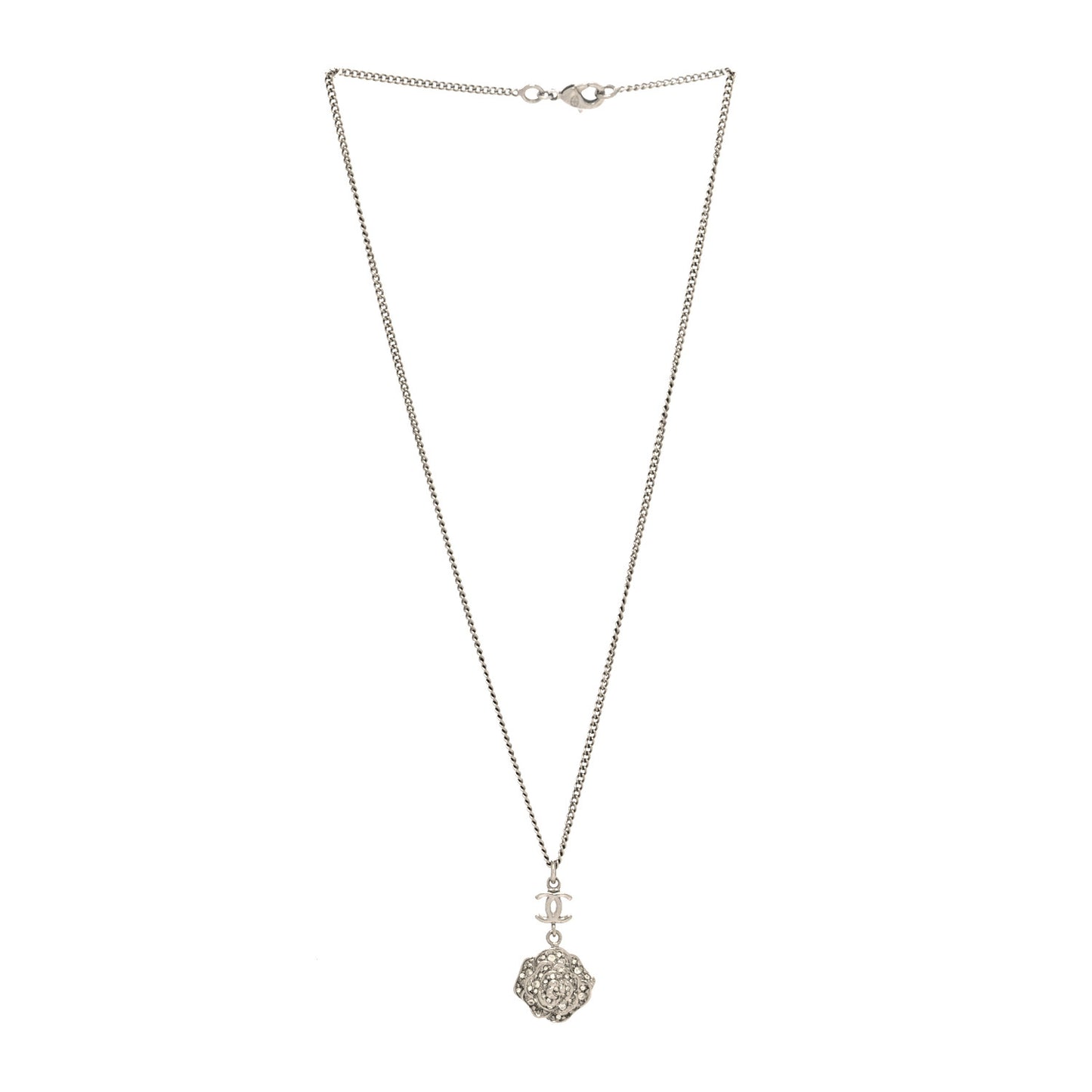Crystal CC Camellia Necklace Silver