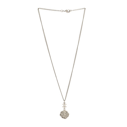 Chanel Crystal CC Camellia Necklace Silver 3 of 5