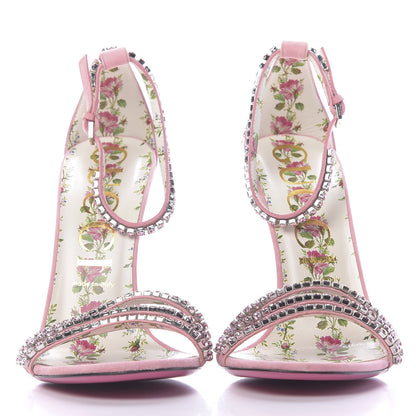 Gucci Kid Scamosciato Crystal Ankle Strap High Heel Sandals 40 Light Rose Light Peonia 2 of 9
