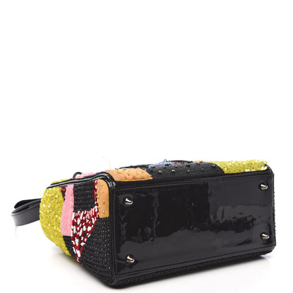 Christian Dior Patent Beaded Medium Lady Dior Black Multicolor 4 of 14