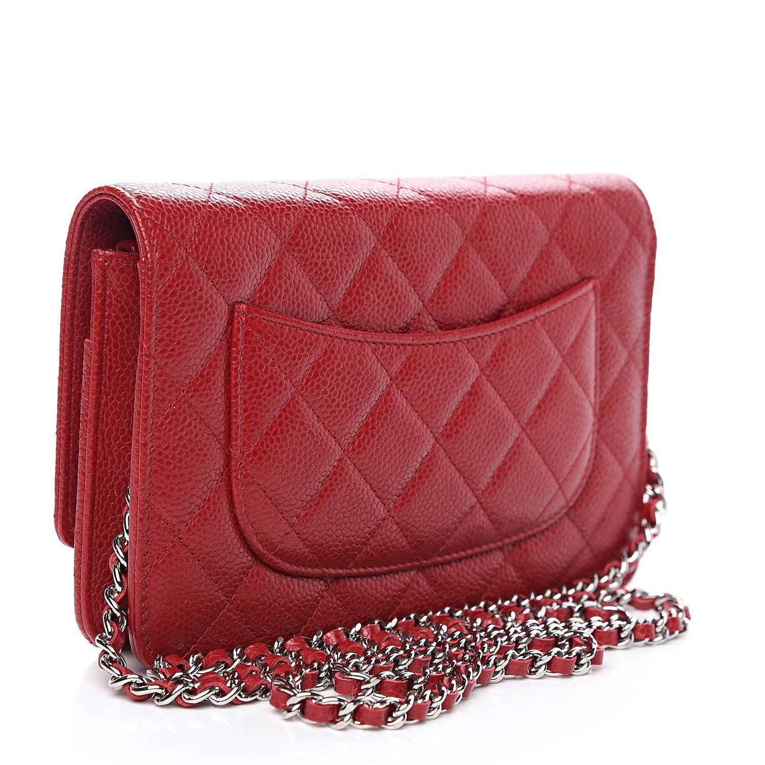 Chanel Caviar Quilted Wallet On Chain WOC Dark Red 2 of 9