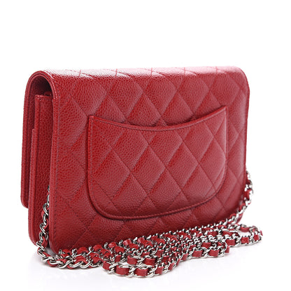 Chanel Caviar Quilted Wallet On Chain WOC Dark Red 2 of 9