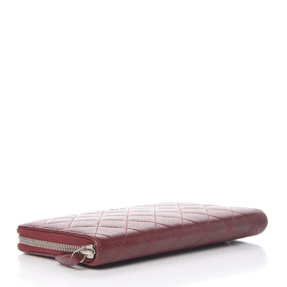 Chanel Caviar Quilted Large Zip Around Organizer Wallet Dark Red 4 of 14