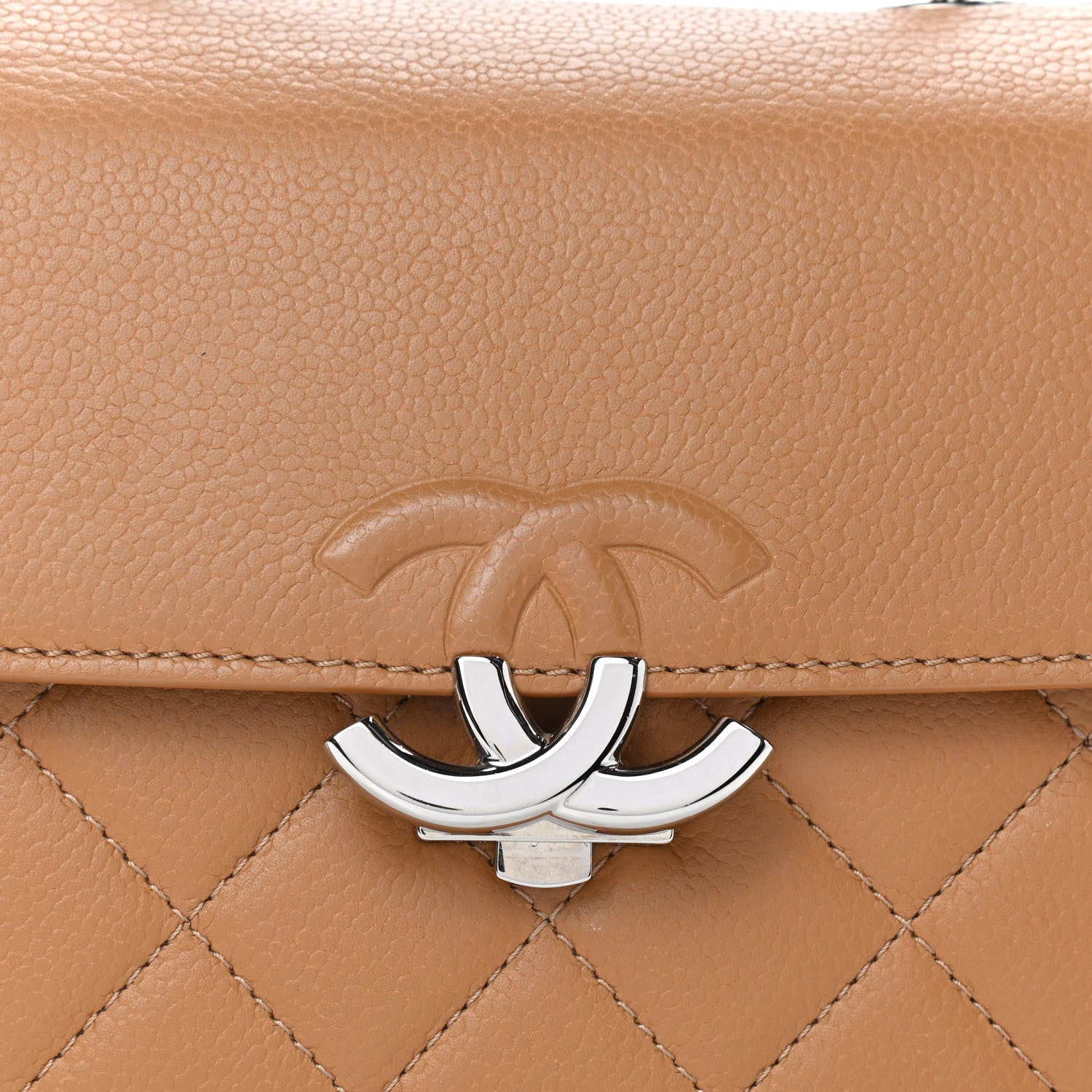 Chanel Grained Calfskin Quilted Small CC Box Top Handle Flap Camel 10 of 10