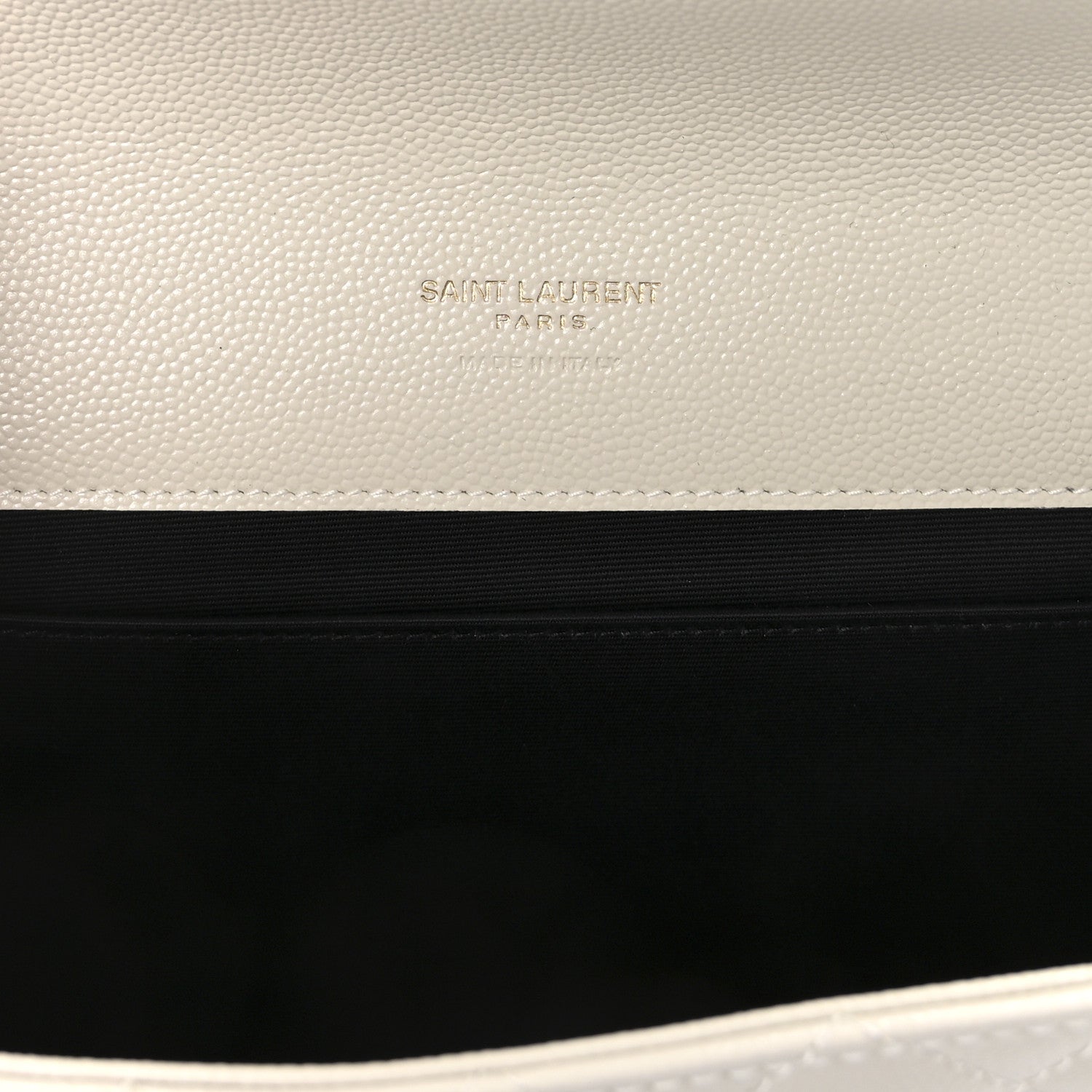 Saint Laurent Grain De Poudre Textured Mixed Matelasse Triquilt Monogram Clutch Crema Soft 6 of 7