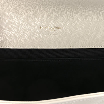 Saint Laurent Grain De Poudre Textured Mixed Matelasse Triquilt Monogram Clutch Crema Soft 6 of 7