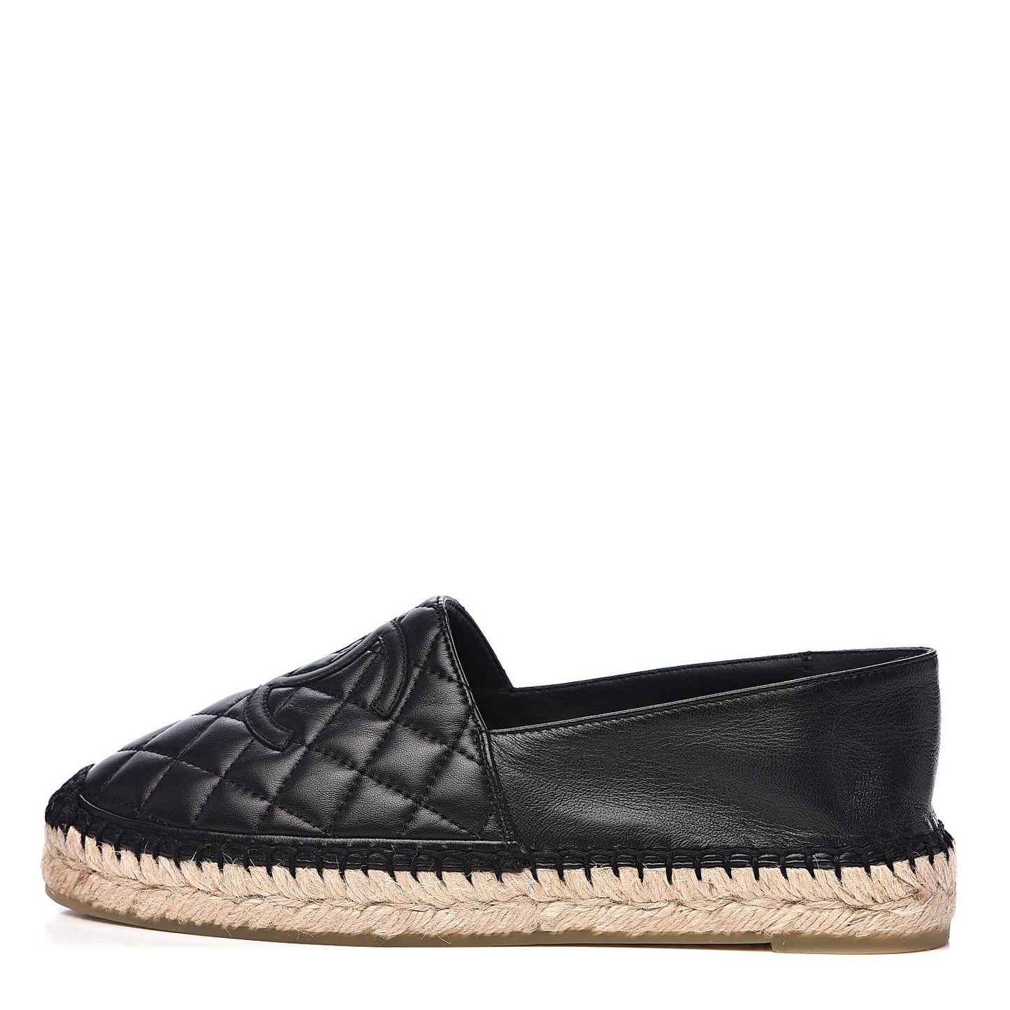 Lambskin Quilted CC Espadrilles 38 Black