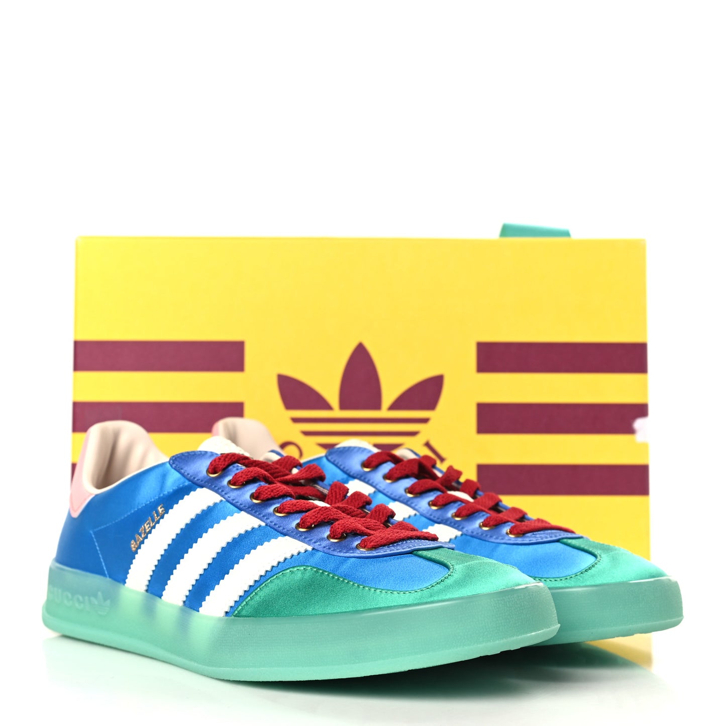 X ADIDAS Silk Duchesse Demetra Rubber Womens Gazelle Sneakers 9 Jade Capri Avio Off White