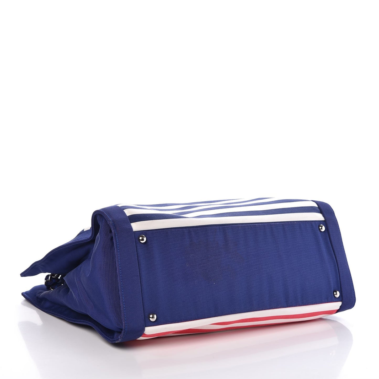 Striped Canvas CC Shopping Tote Blue Red White