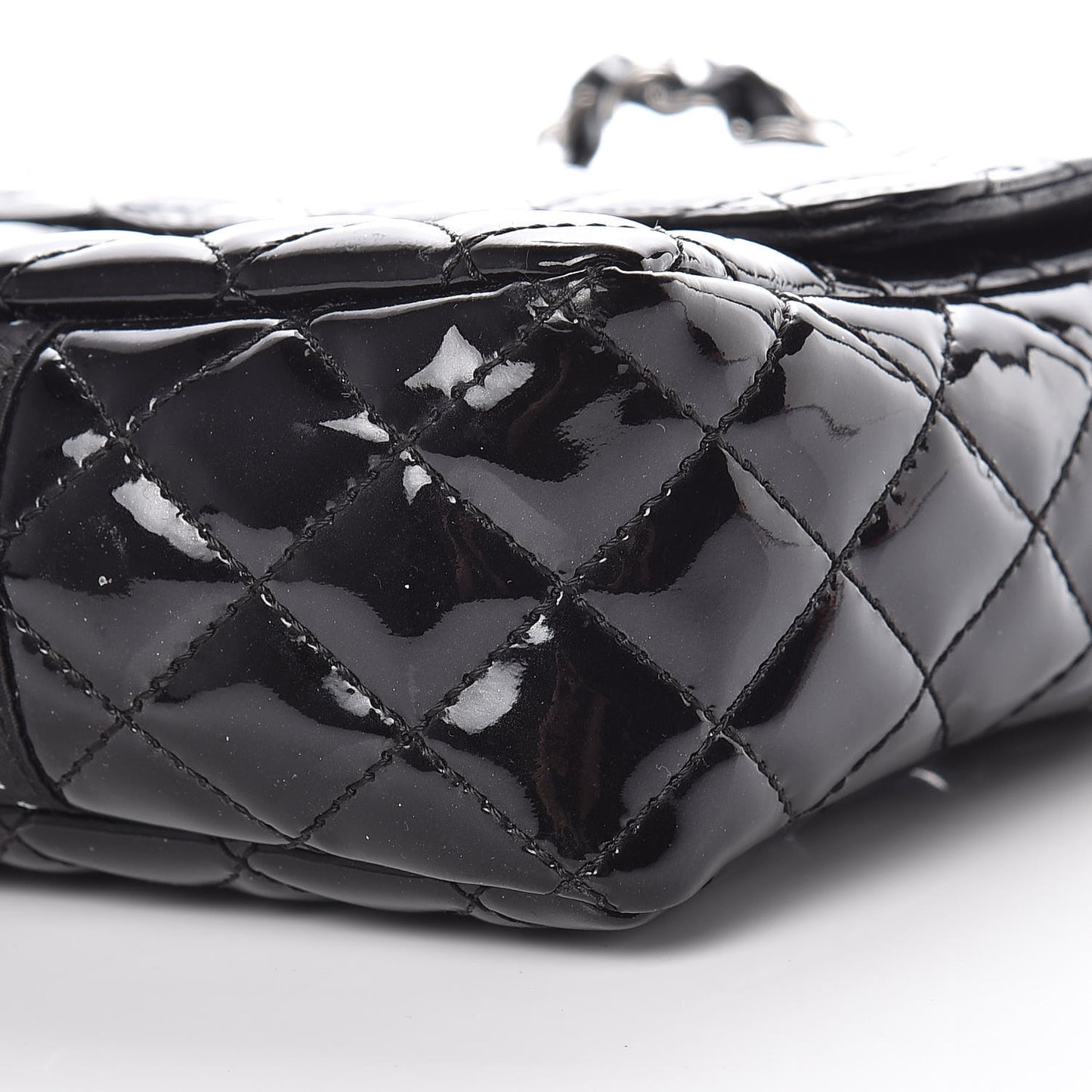 Patent Quilted Secret Label Medium Flap Black