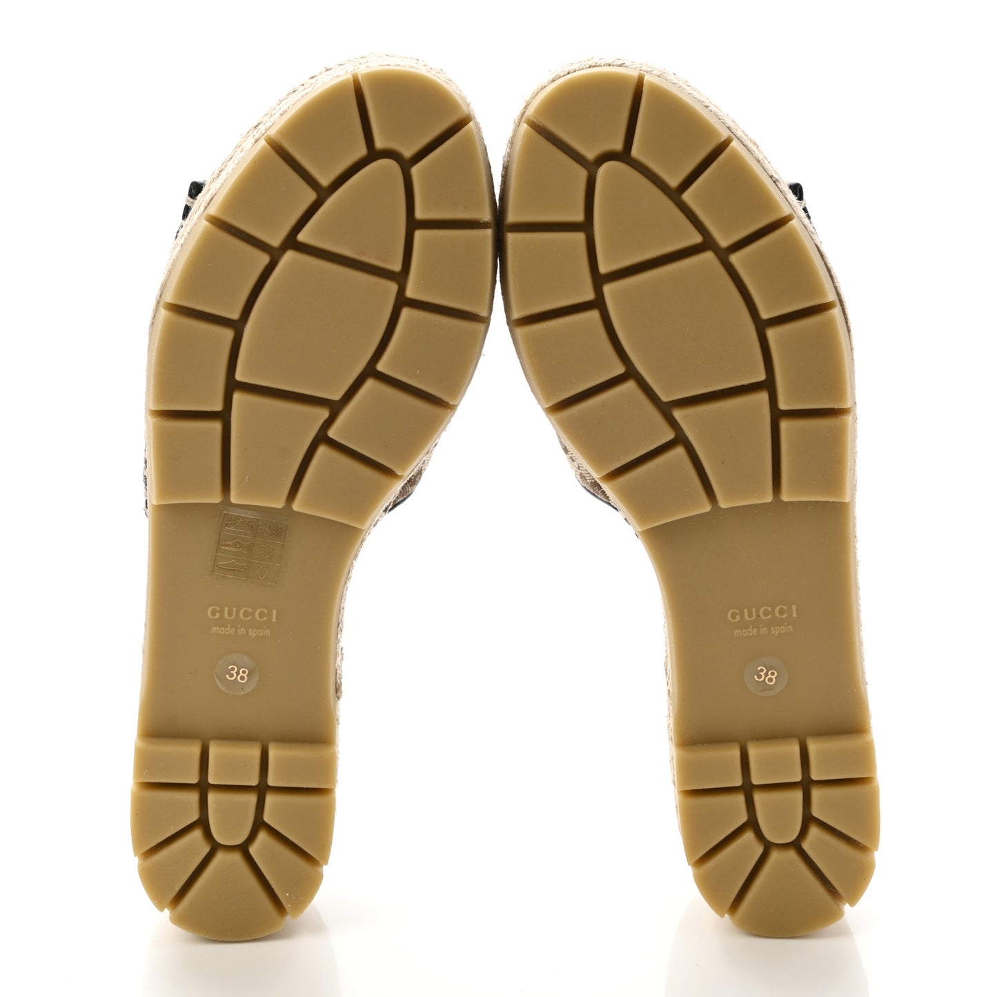 Monogram Matelasse Diagonal GG Marmont Platform Espadrille Slide Sandals 38 Beige Ebony Black