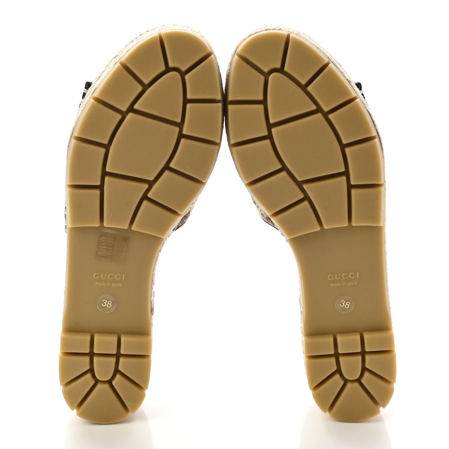 Gucci Monogram Matelasse Diagonal GG Marmont Platform Espadrille Slide Sandals 38 Beige Ebony Black 5 of 8