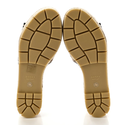 Gucci Monogram Matelasse Diagonal GG Marmont Platform Espadrille Slide Sandals 38 Beige Ebony Black 5 of 8