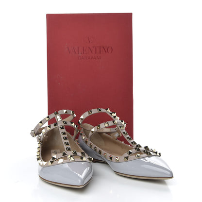 Valentino Garavani Patent Rockstud Cage Ballerina Flats 39 Grey Poudre 10 of 10