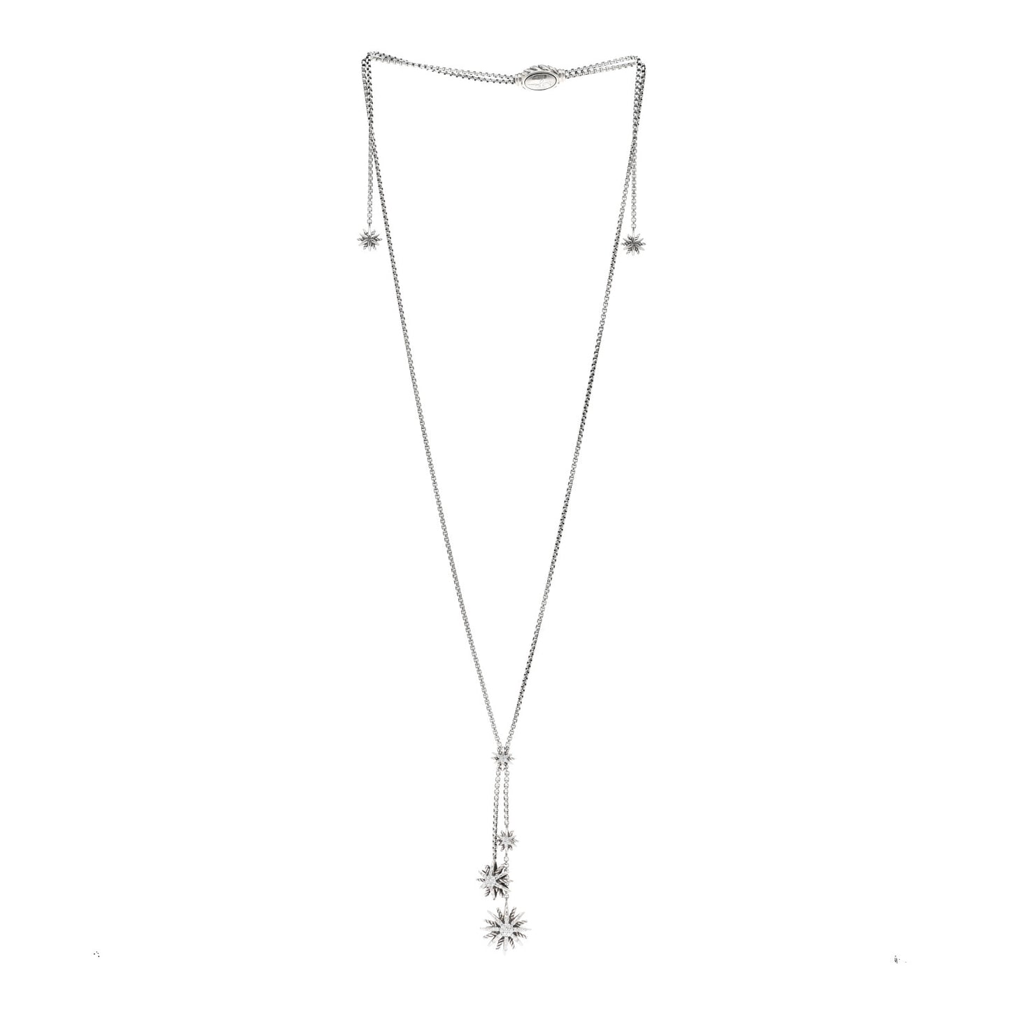 Sterling Silver Diamond Starburst Y Necklace