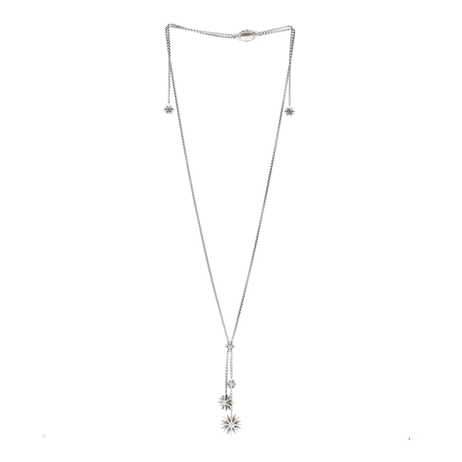 David Yurman Sterling Silver Diamond Starburst Y Necklace 3 of 4
