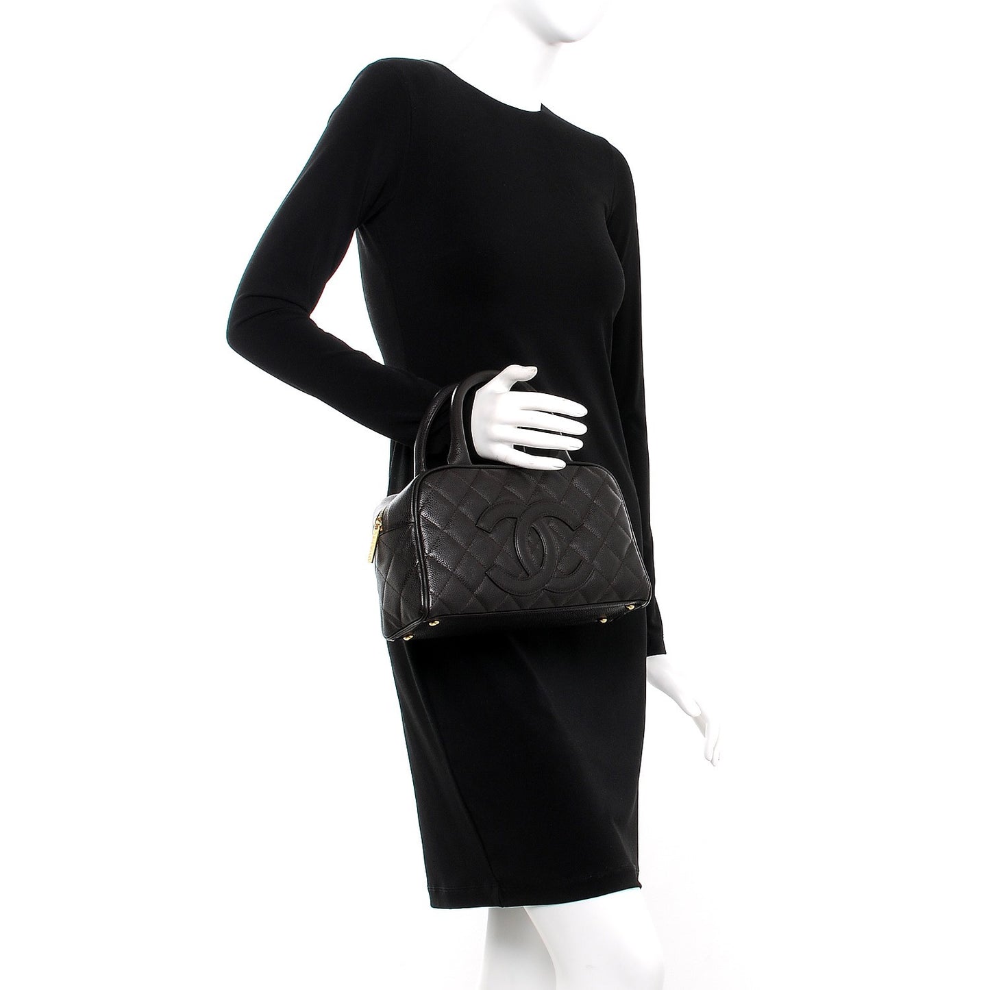 Caviar Quilted Small Bowler Brown