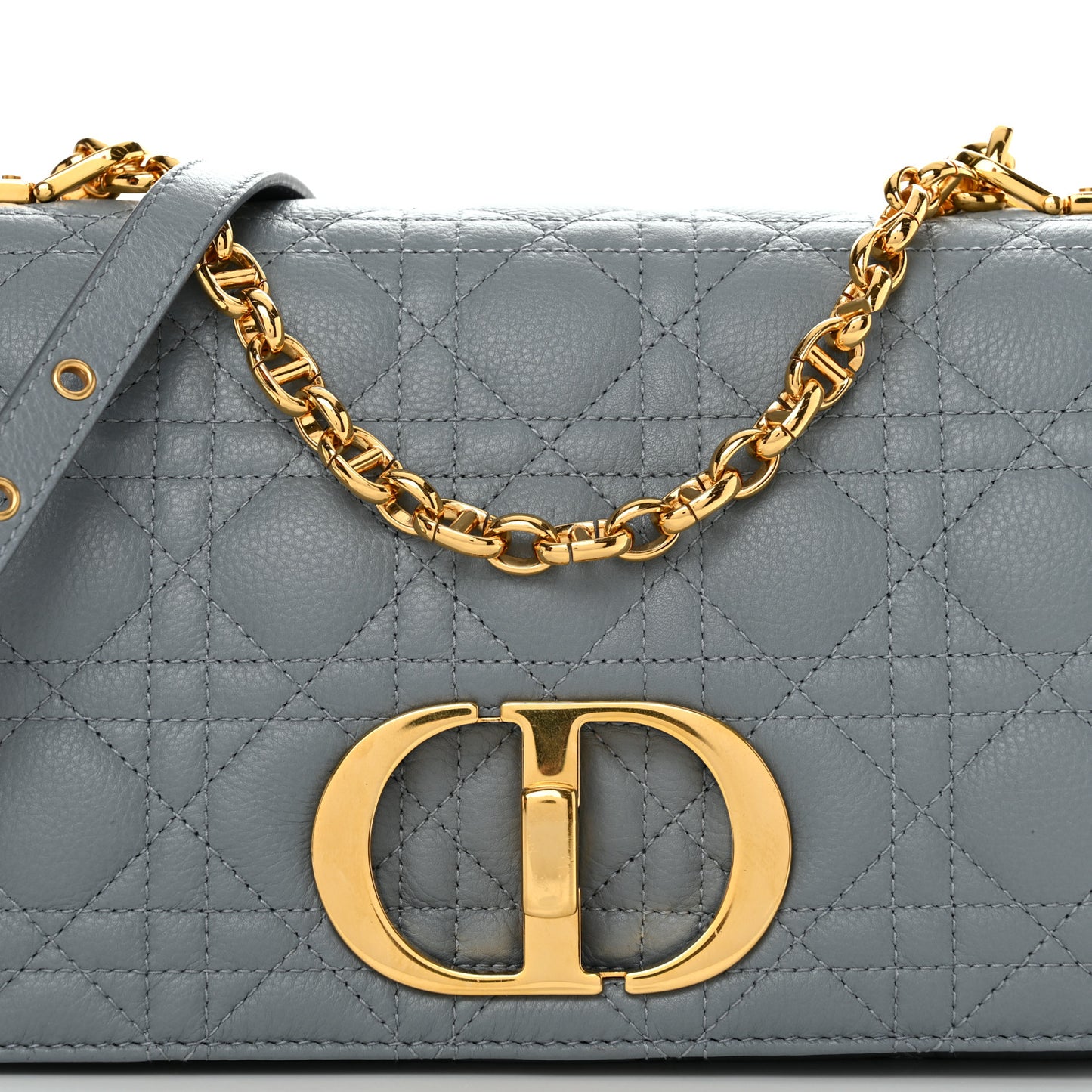 Calfskin Cannage Medium Caro Bag Ethereal Grey