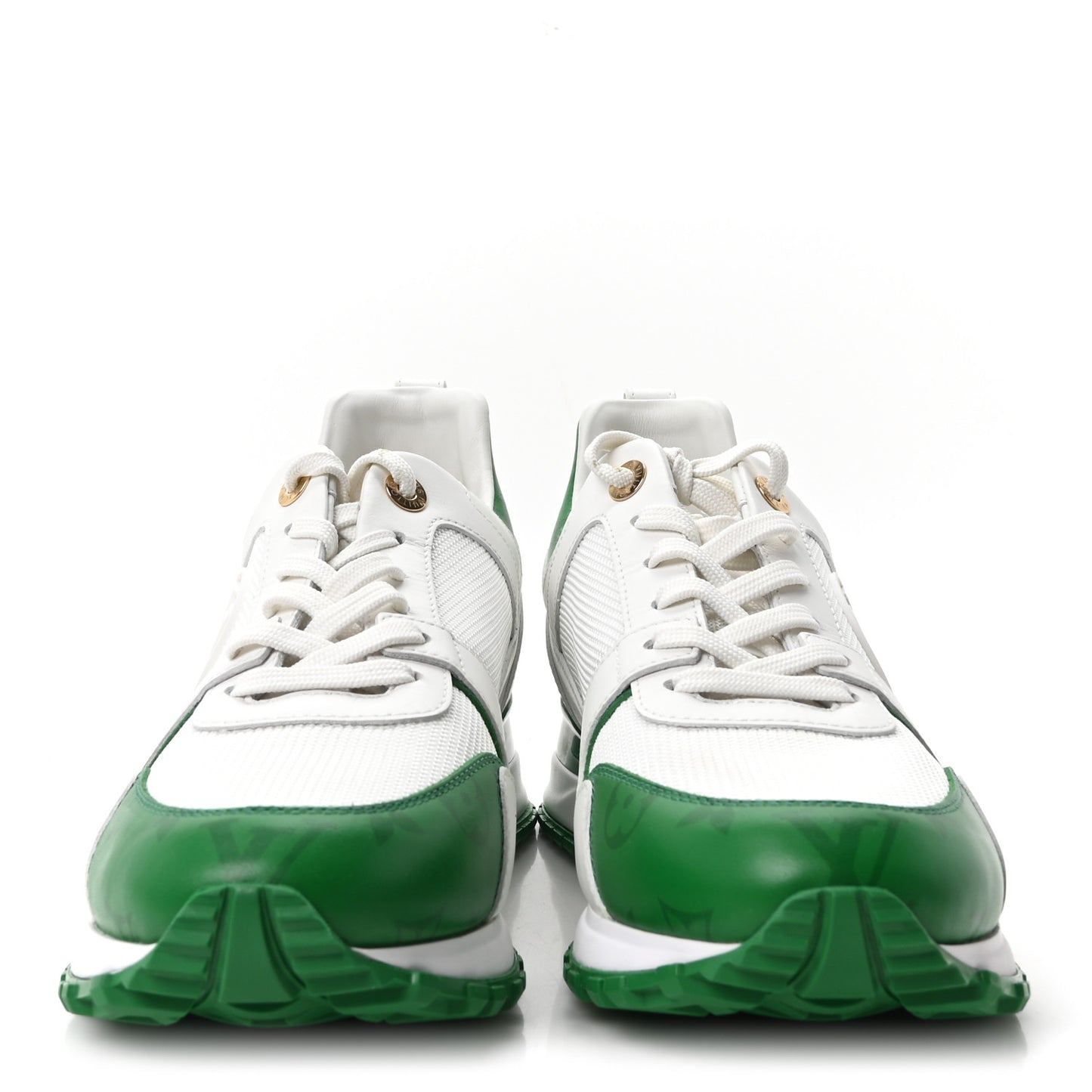 Calfskin Monogram Run Away Sneakers 40 White Green