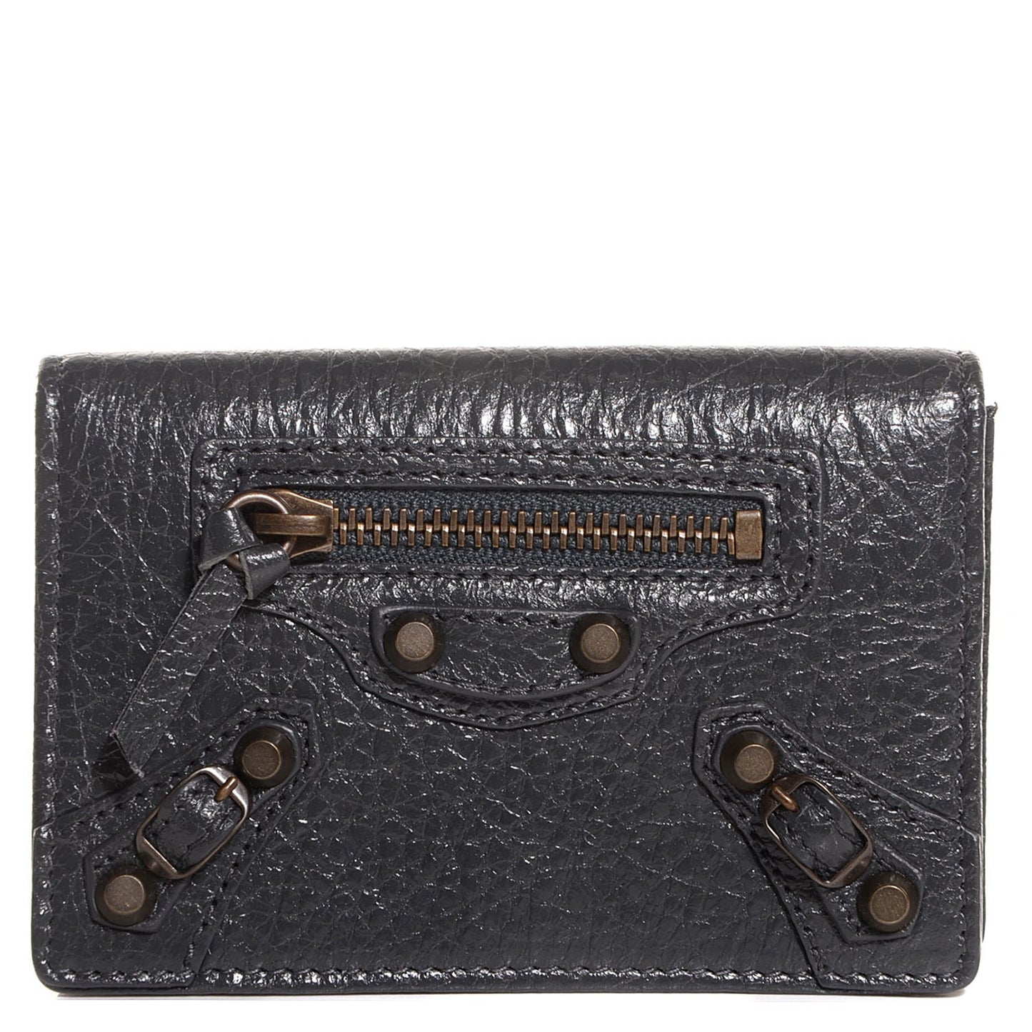Agneau Classic Hardware Card Case Gris Fossile