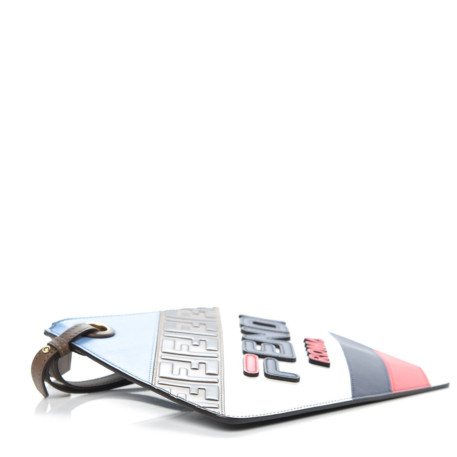 Fendi X FILA Vitello Century Mania Bi-Color FF 1974 Embossed Small Flat Clutch Nebula Blueberry Multicolor 4 of 8