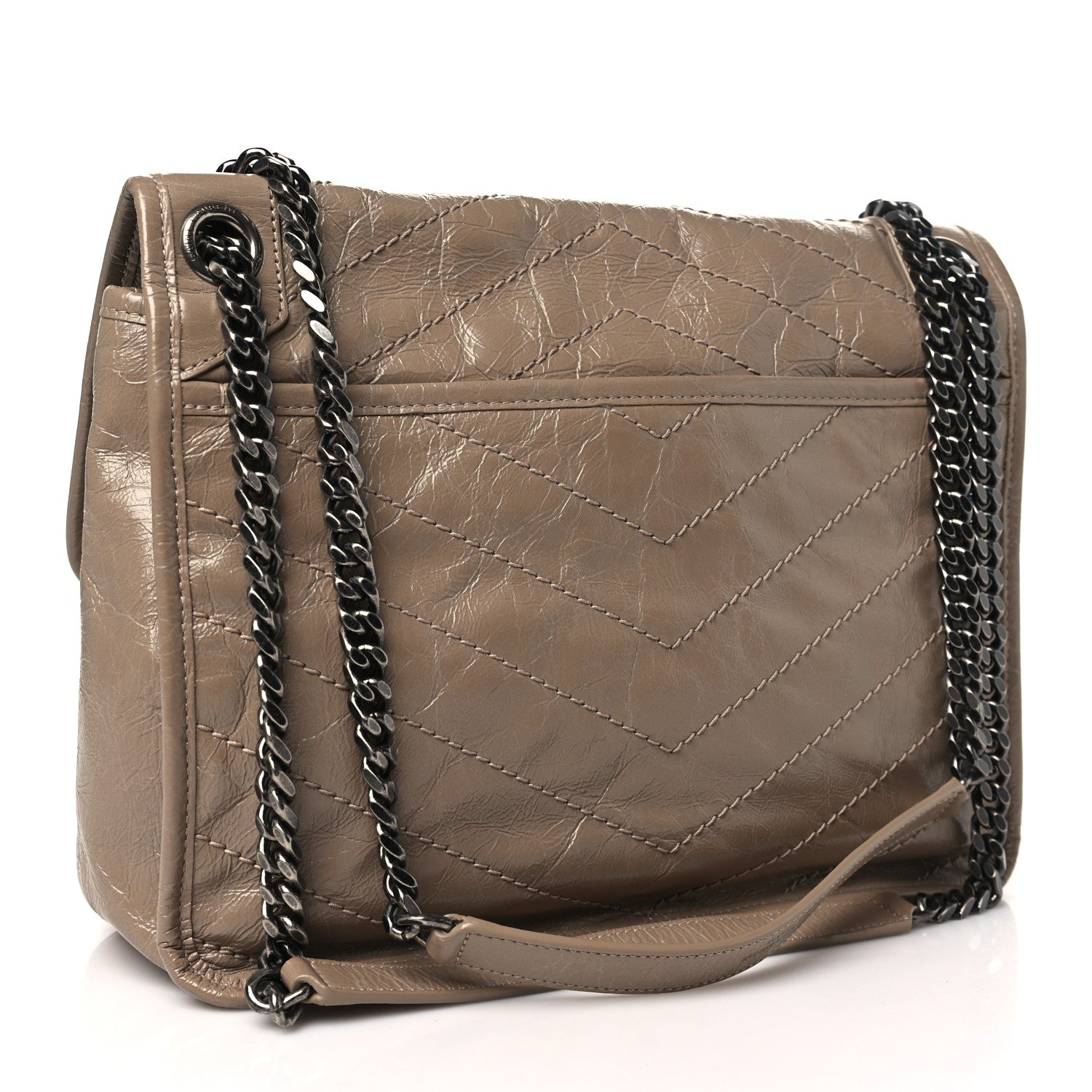 Saint Laurent Crinkled Calfskin Matelasse Monogram Medium Niki Chain Satchel Light Taupe 3 of 10