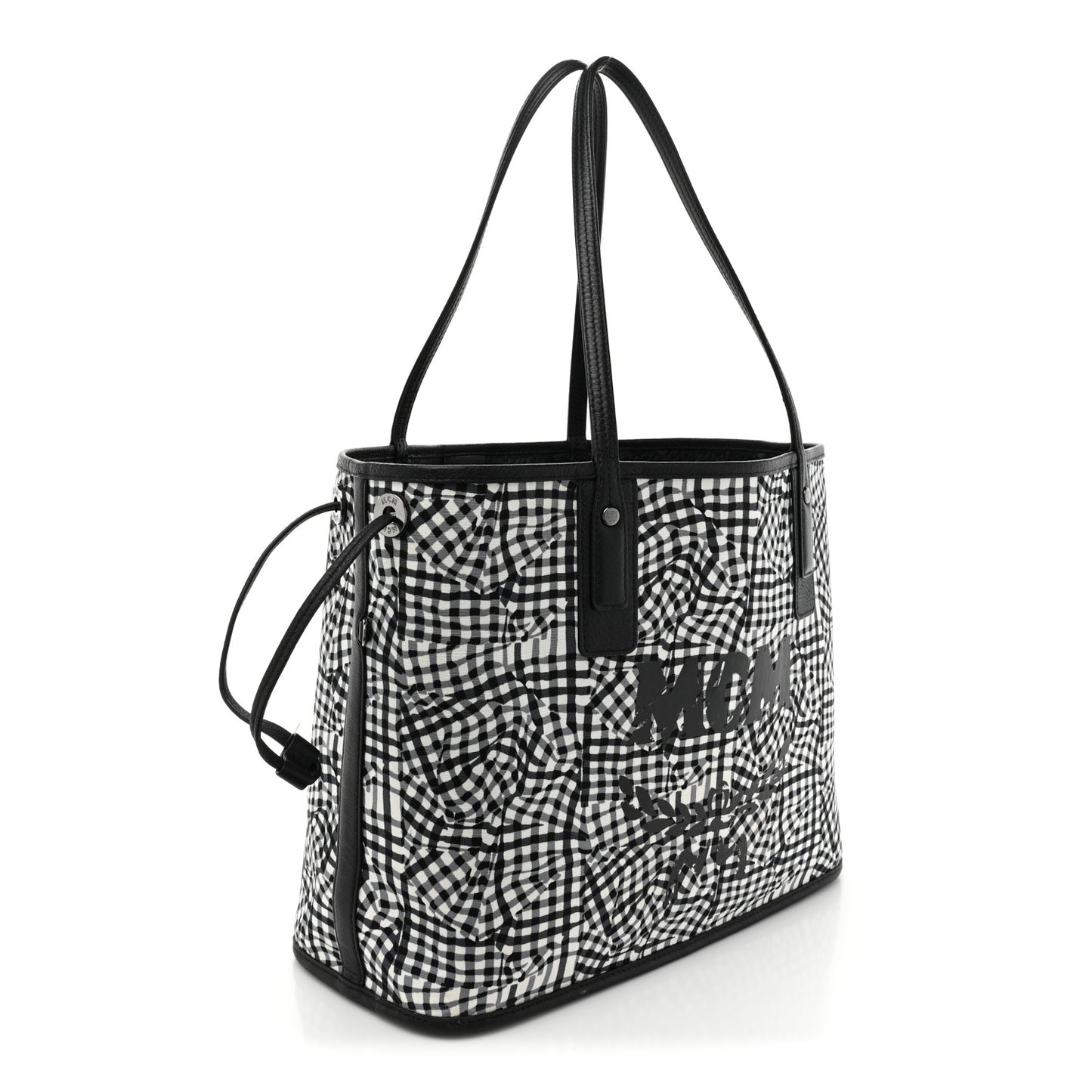 Grained Calfskin Visetos Medium Liz Reversible Shopper Tote Black