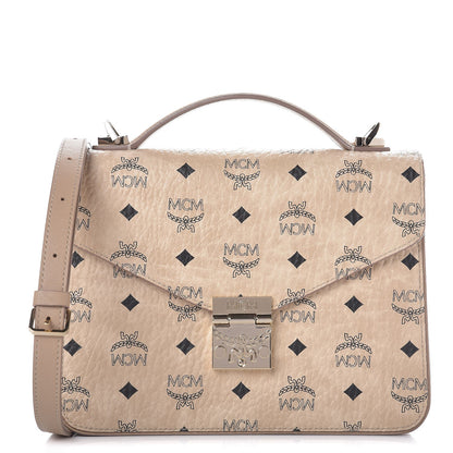 MCM Visetos Medium Patricia Satchel Beige 1 of 16