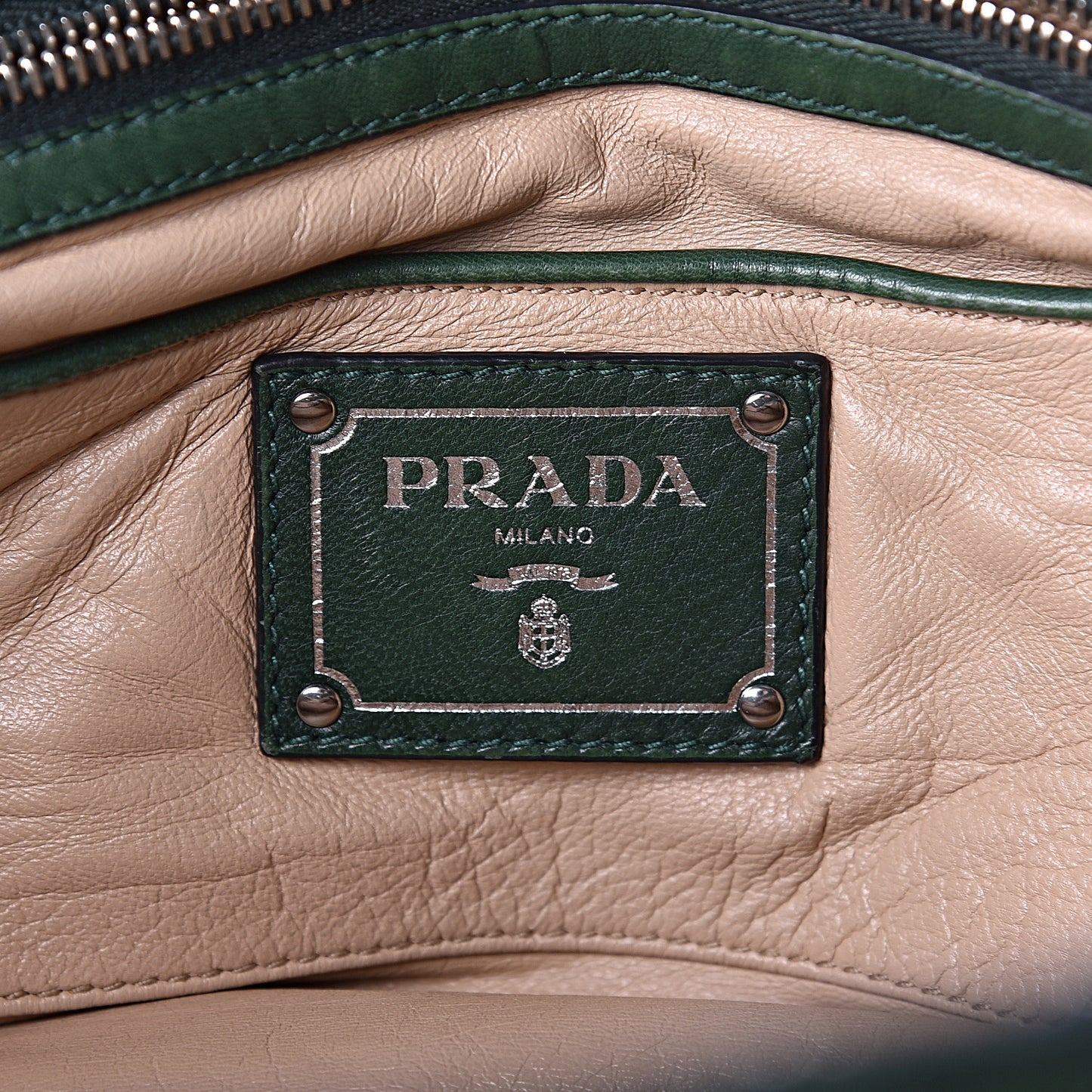 Nappa Gaufre Double Zip Tote Green