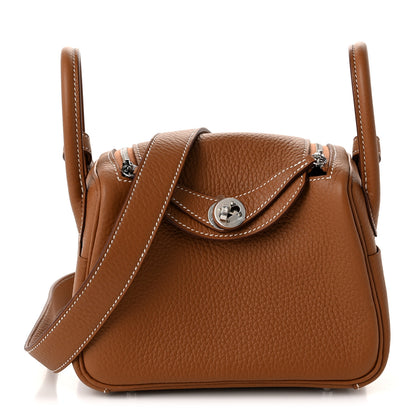 Hermes Taurillon Clemence Mini Lindy 20 Gold 1 of 11