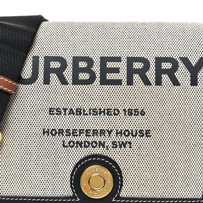 Burberry Canvas Horseferry Print Note Crossbody Bag Grey Black 7 of 10