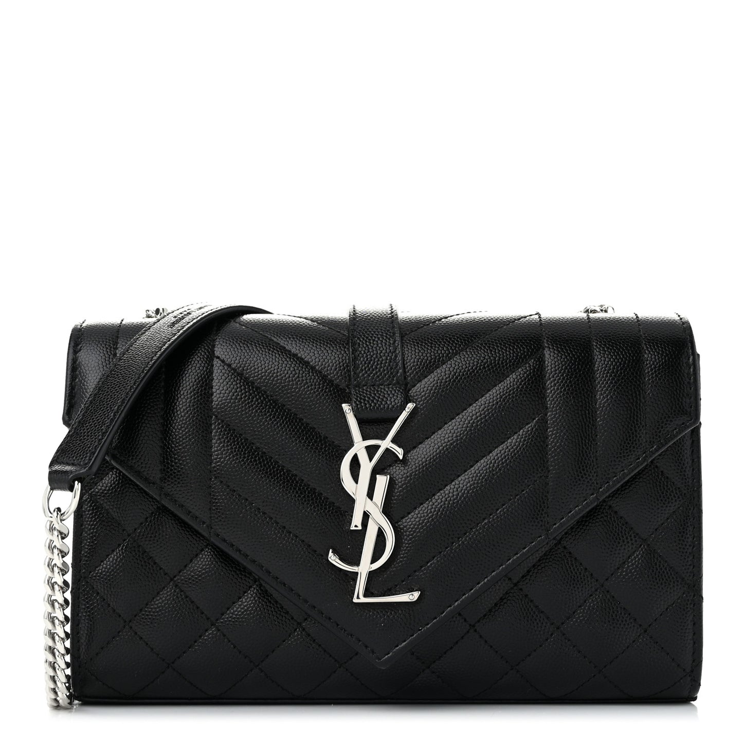 Grain De Poudre Textured Mixed Matelasse Triquilt Small Monogram Satchel Black