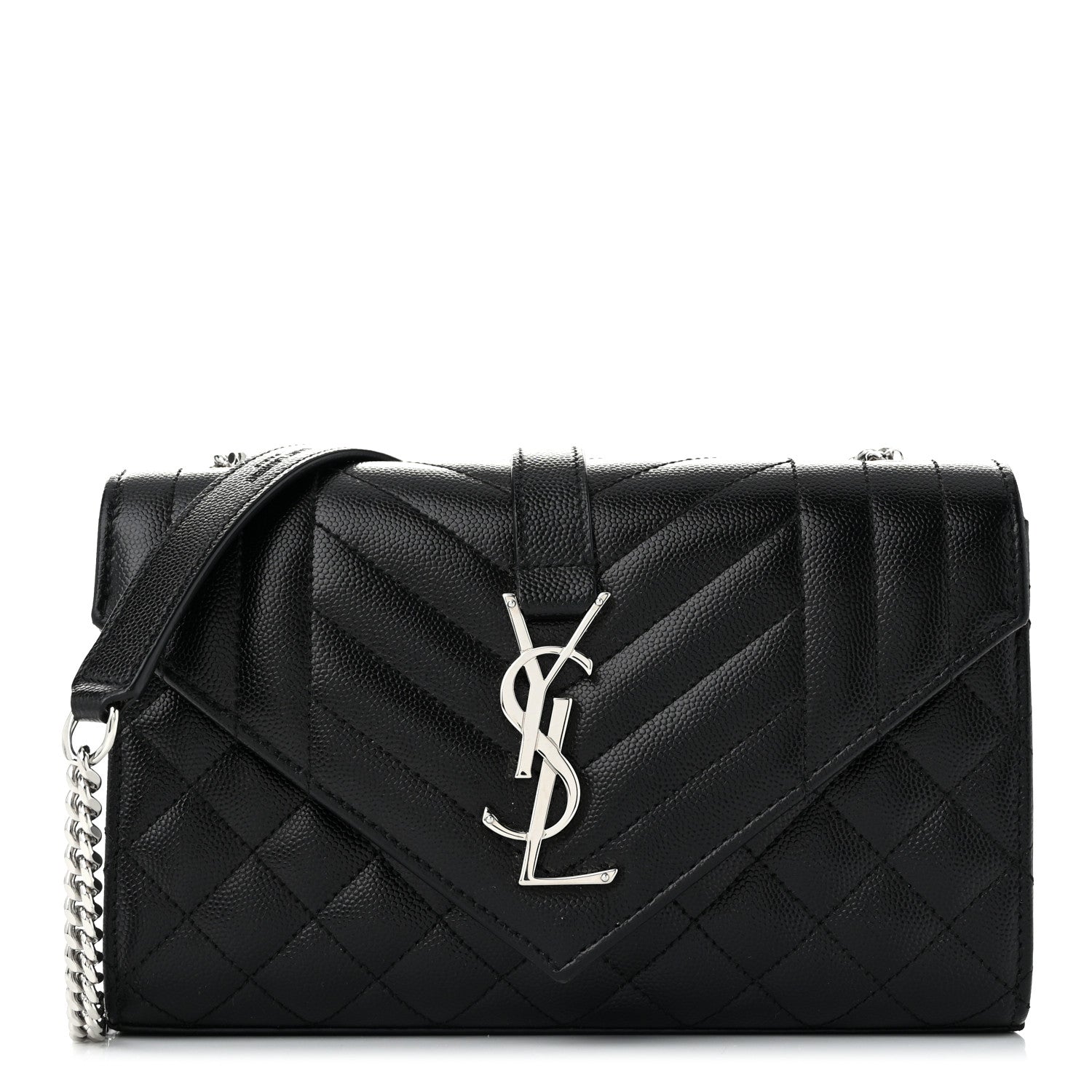 Saint Laurent Grain De Poudre Textured Mixed Matelasse Triquilt Small Monogram Satchel Black 1 of 10