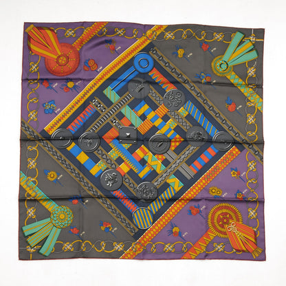 Hermes Silk Flots Fleurs et Frontaux Scarf 90 Anthracite Prune Vert 2 of 4