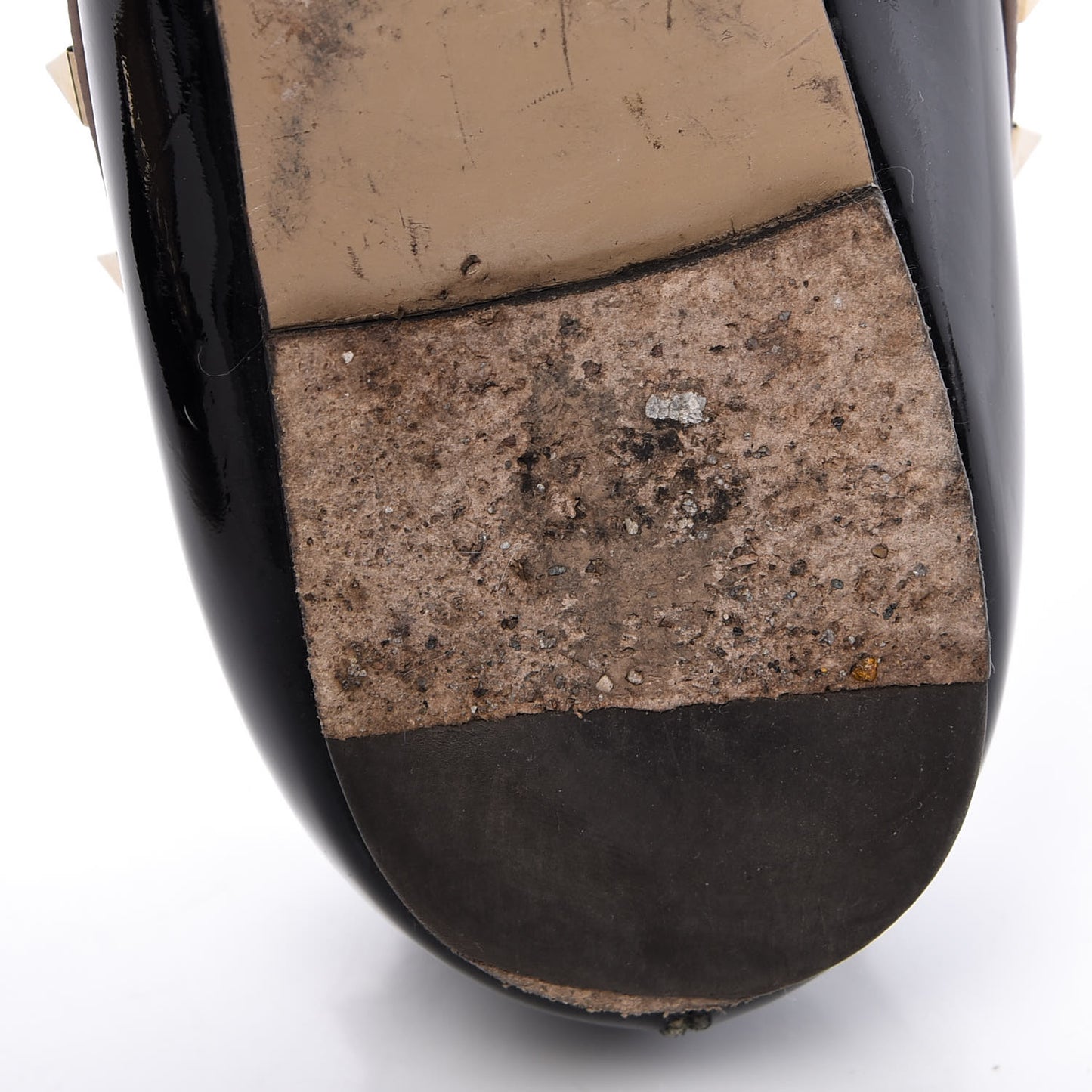 Patent Nappa Rockstud Ballerina Flats 38 Black Poudre