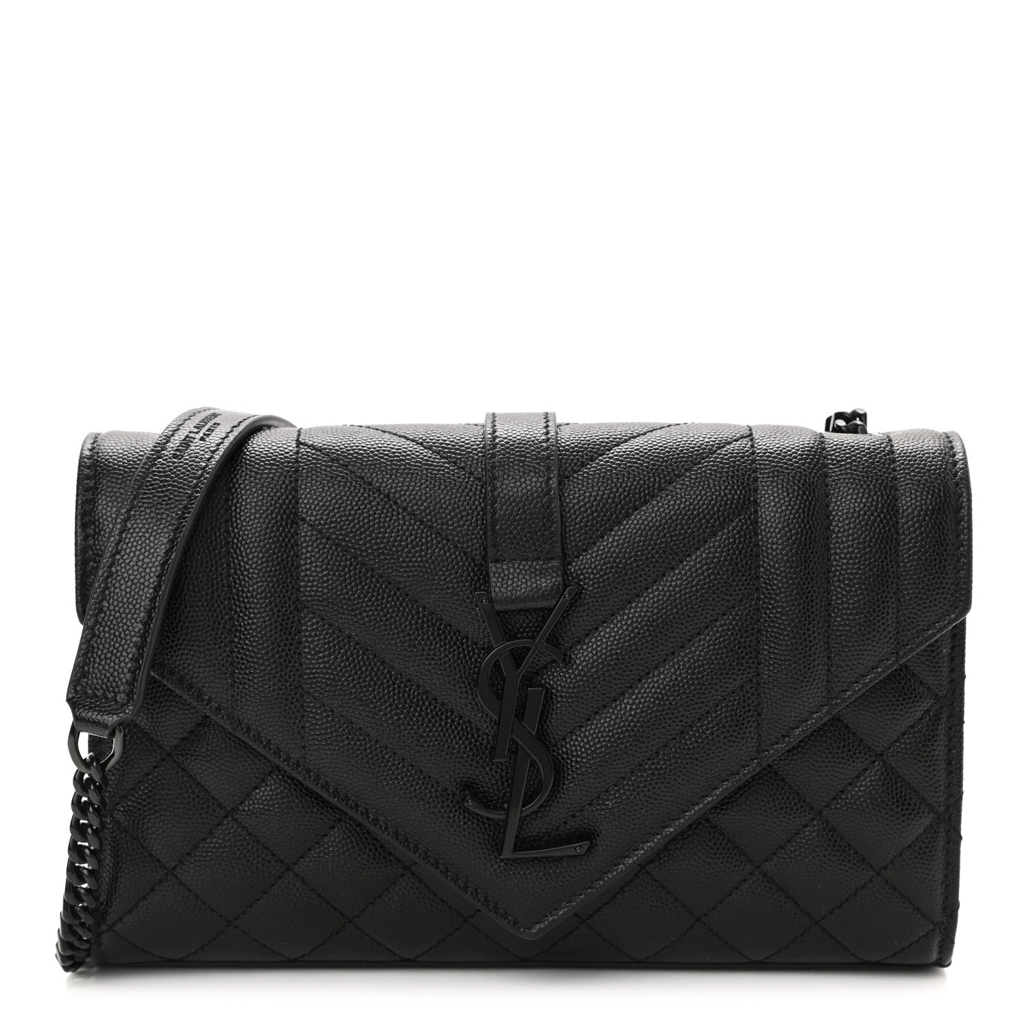 Saint Laurent Grain De Poudre Textured Mixed Matelasse Triquilt Small Monogram Satchel Black 1 of 8