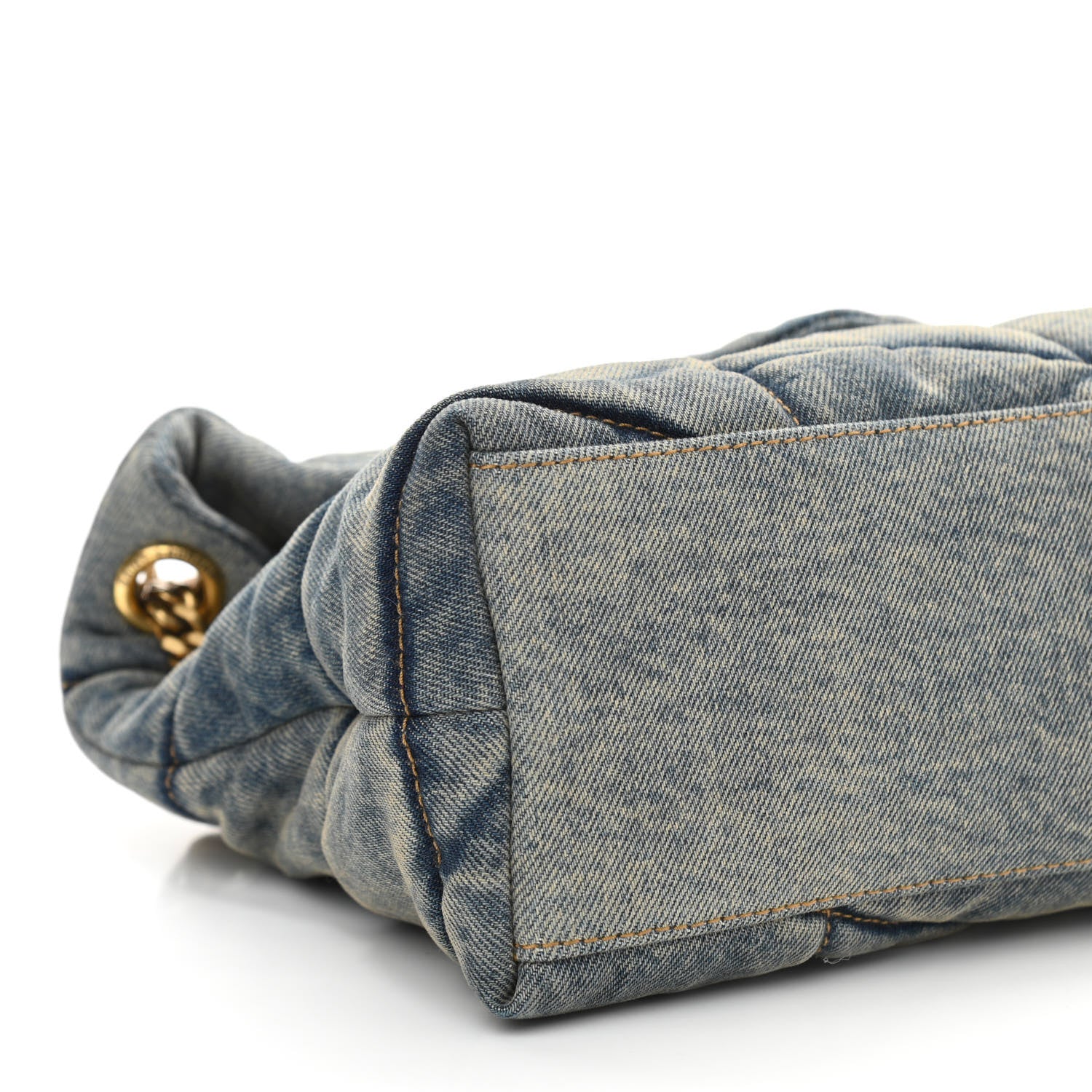 Saint Laurent Denim Quilted Small Loulou Puffer Monogram Chain Satchel Blue Cinnamon 8 of 9