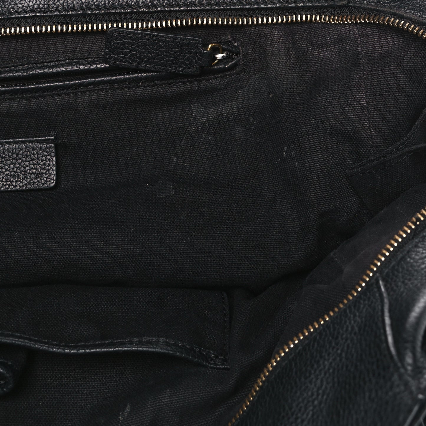 Pebbled Calfskin Large Skull Padlock Zip Around Tote Black