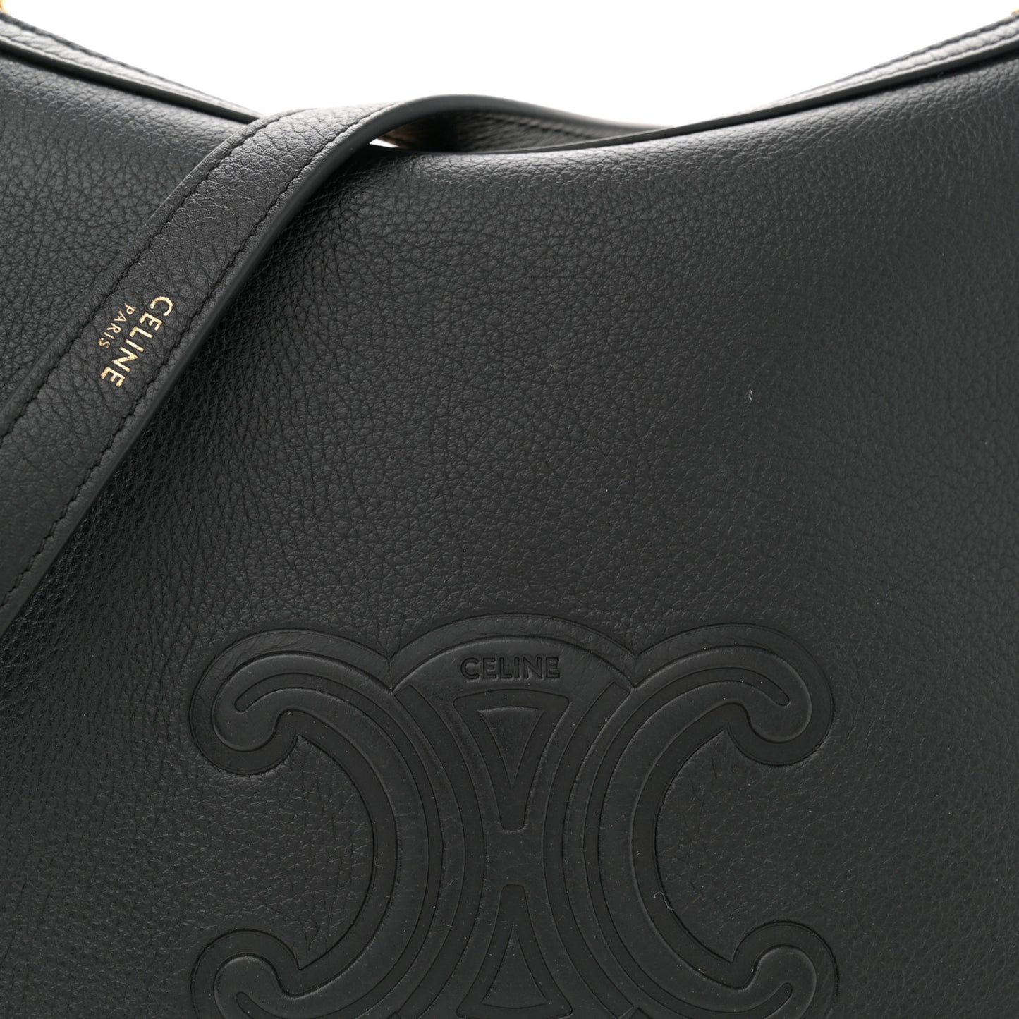 Supple Calfskin Cuir Triomphe Small Heloise Shoulder Bag Black