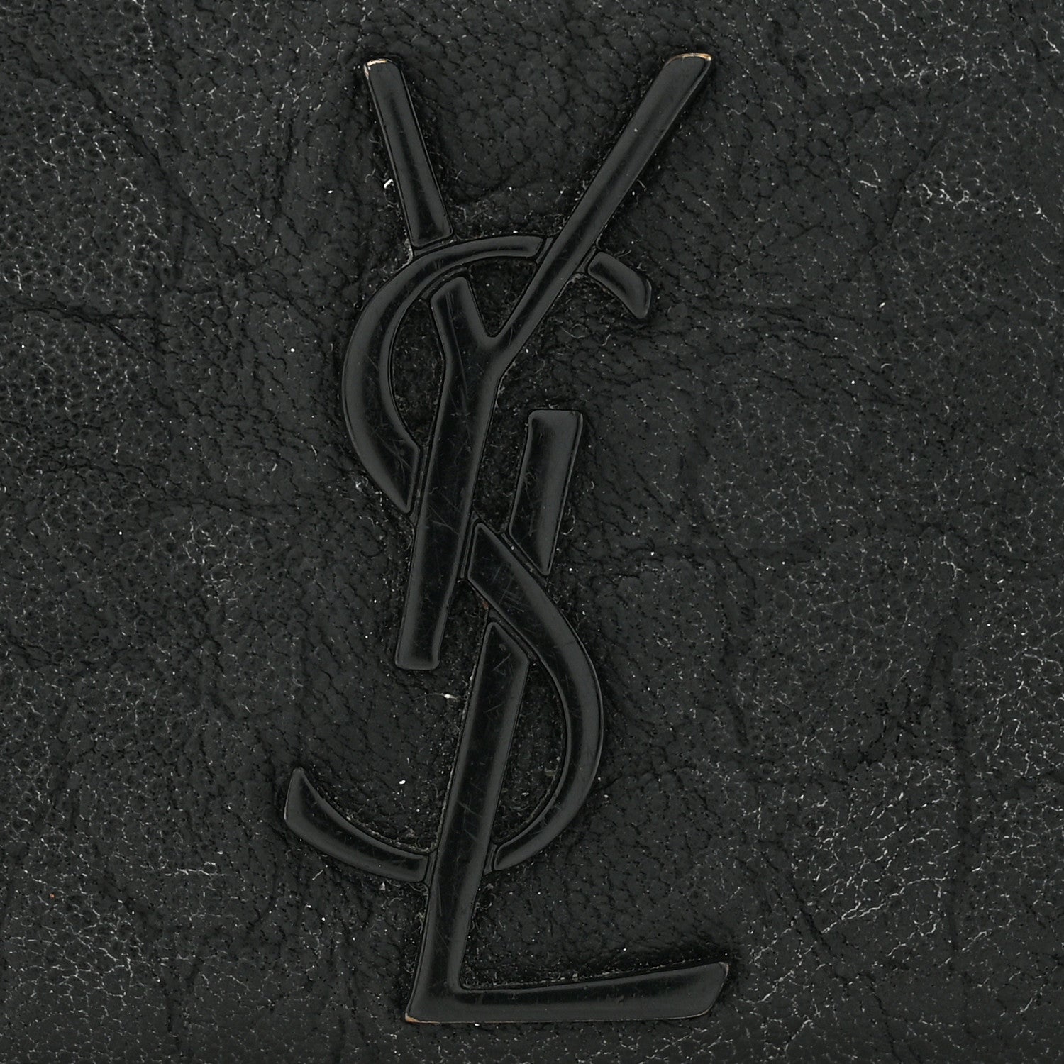 Saint Laurent Calfskin Crocodile Embossed Monogram Credit Card Case Black 10 of 10