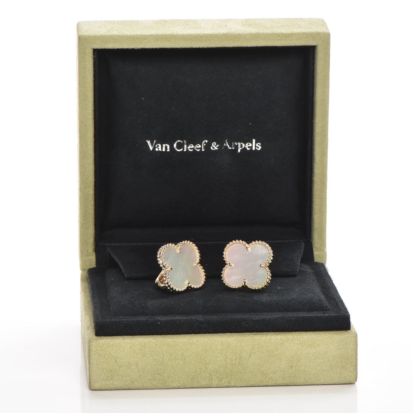 18K Yellow Gold Mother of Pearl Vintage Alhambra Earrings