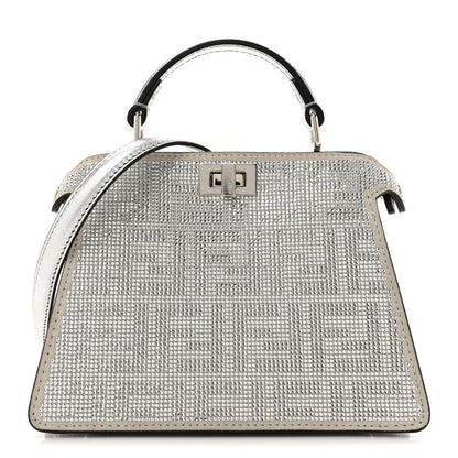 Fendi Crystal Vitello Laminato FF Petite Peekaboo I SEE U Satchel Crystal Argento 1 of 11