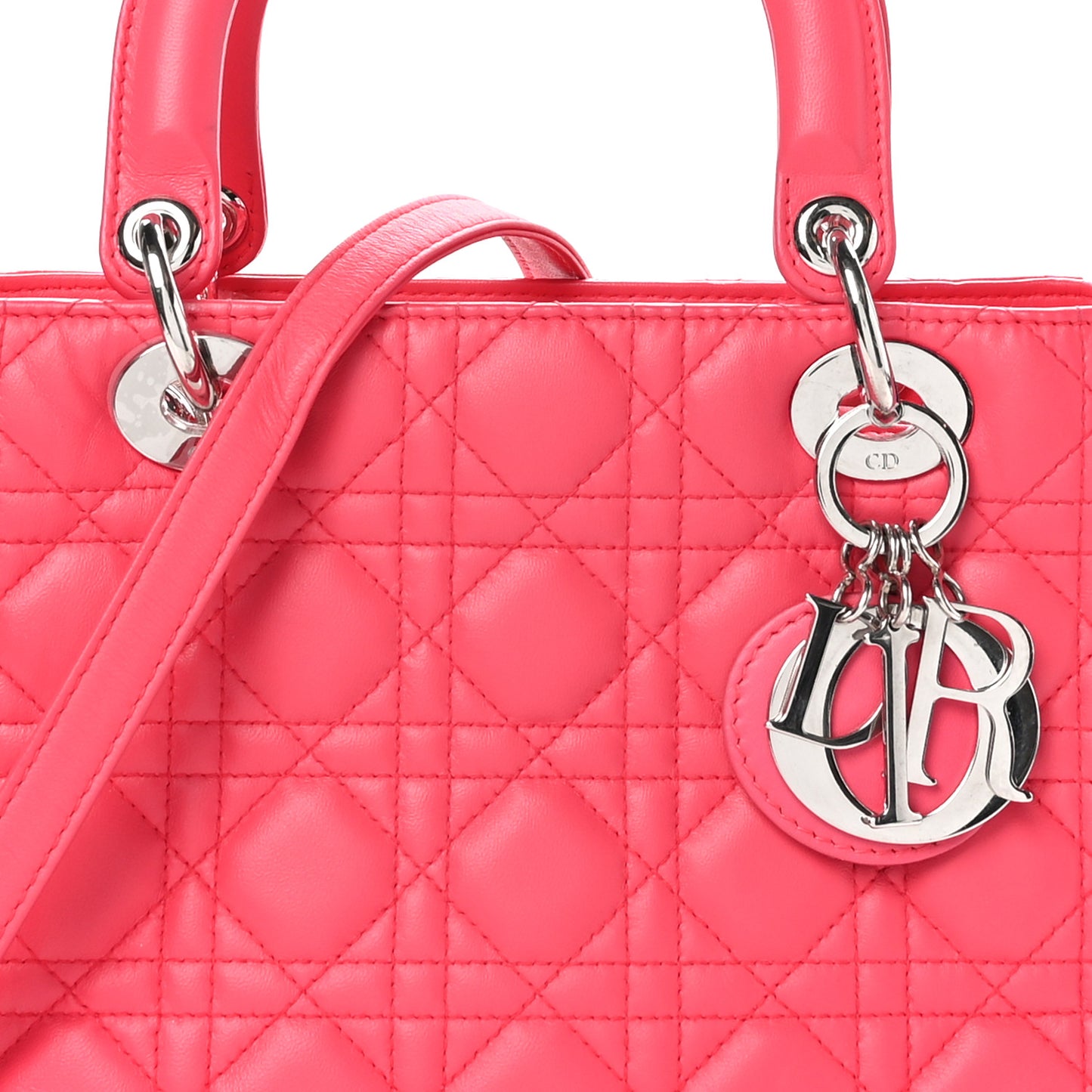 Lambskin Cannage Medium Lady Dior Fuchsia