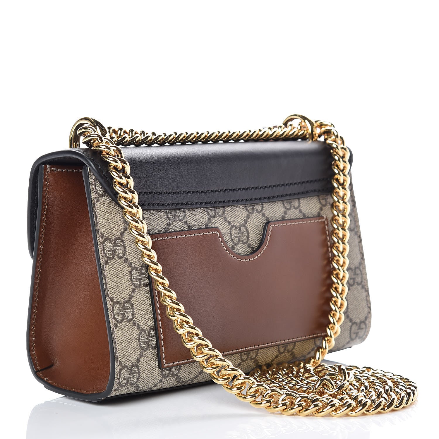 Gucci GG Supreme Monogram Calfskin Small Padlock Shoulder Bag Beige Black Cuir 3 of 12
