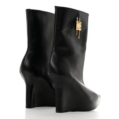 Givenchy Calfskin G Lock 80mm Wedge Low Boots 36.5 Black 4 of 8