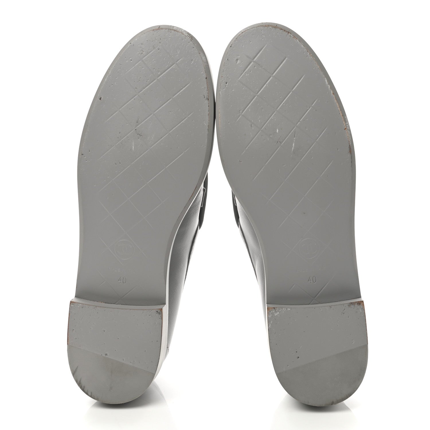 Chanel Lambskin Quilted CC Turnlock Loafers 40 Grey 5 of 11