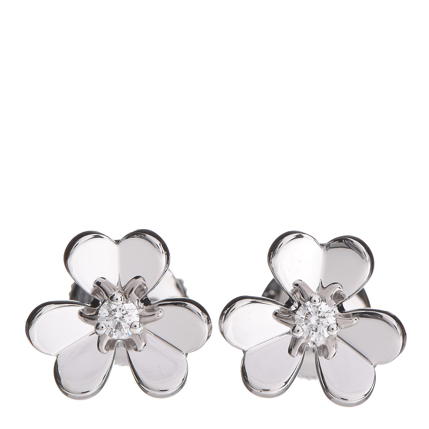 Van Cleef & Arpels 18K White Gold Diamond Mini Frivole Earrings 1 of 5