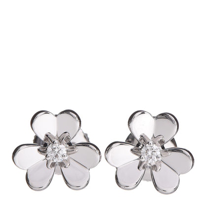 Van Cleef & Arpels 18K White Gold Diamond Mini Frivole Earrings 1 of 5