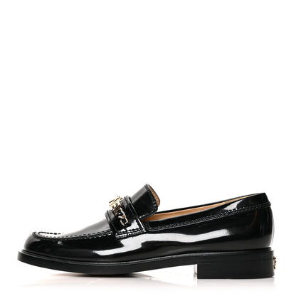 Chanel Shiny Calfskin Logo Loafers 41 Black 1 of 9